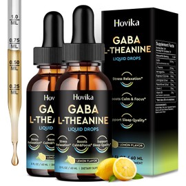 Hovika 2 Pack GABA L-Theanine Drops - Liquid GABA Supplement with L-Theanine, Ashwagandha, Magnesium Glycinate, Vitamin C, B6 - Support Sleep, Relaxation, Calm Mood & Focus - Lemon Flavor