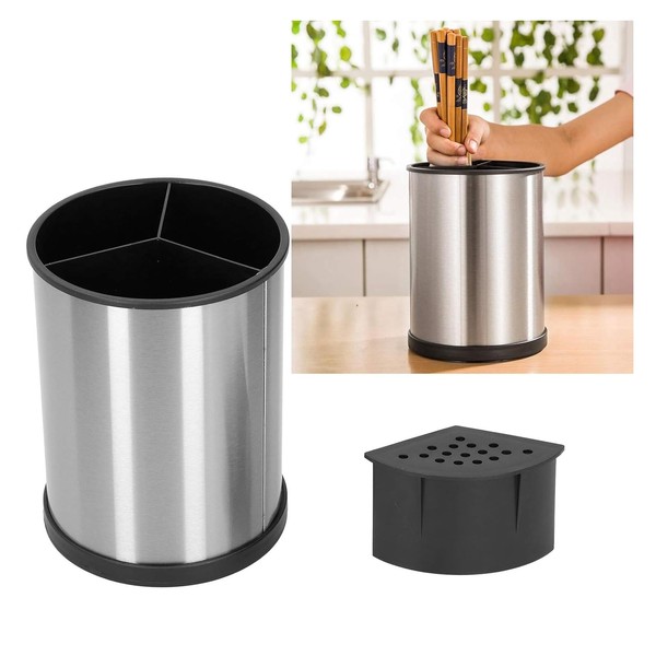 Topyond Rotating Utensil Holder Chopsticks Organizer,Cutlery Tableware Drainer Flatware Container