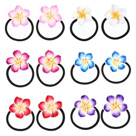 minkissy Plumeria Hair Band Hawaiian Elastic Hair Rope Beach Hair Accessories Hawaiian Flower Hair Clips for Girls Women 12pcs