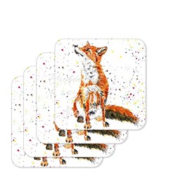 Coaster Fox British Wildlife Hand Painted Animals Coasters Watercolour Art Gift Work Office Dining Tea coffee (4)