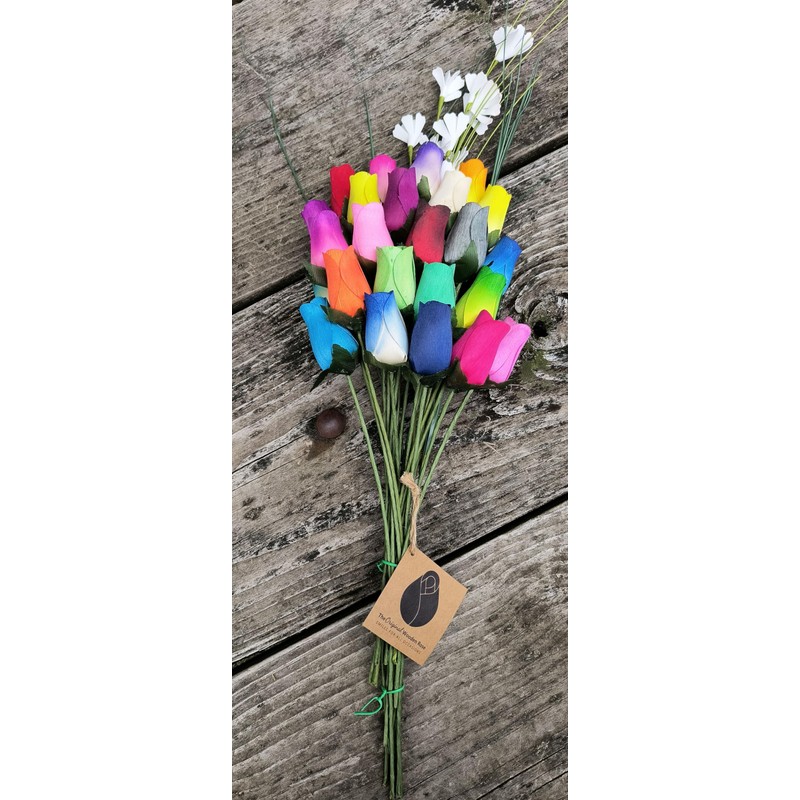 The Original Wooden Rose Assorted Colors Wooden Rose Closed Bud