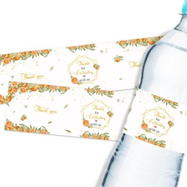 32PCS Little Cutie Thank You for Celebrating with Us Water Bottle Labels, Orange Fruits Water Bottle Stickers, Little Cutie Baby Shower Bottle Wrappers, Wedding/First Birthday Party Supplies