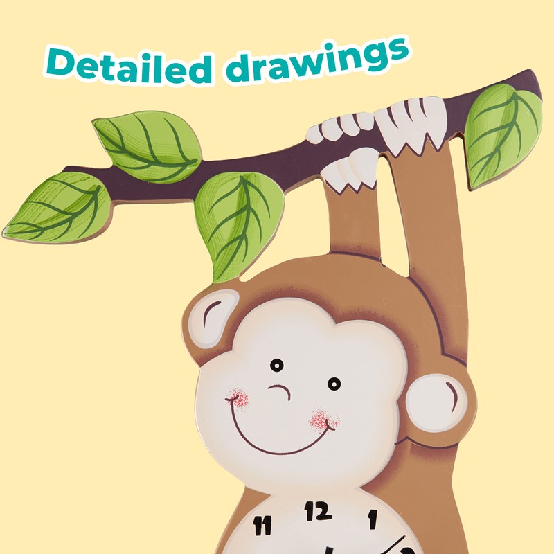 Fantasy Fields Sunny Safari Nursery Clock, Decorative Silent Non-Ticking Kids