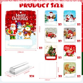 Christmas Money Holders for Cash Gift 24 Sets Vintage Santa Snowman Merry Christmas Cards Money Holder Ornaments with Plastic Cover and Double Sided Tape for Hanging Christmas Tree Xmas Holiday Gifts