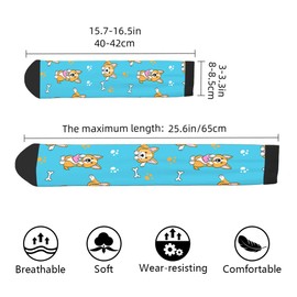 AOYEGO Cute Dogs Funny Socks Sitting Corgi Pink Love Paw Prints Bone Comic Puppy Novelty Casual Crew Socks Contrast Color Design for Women Men Gift
