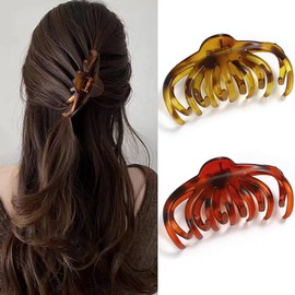 Fuyunohi Hair Clip, Large Hair Clip, Set of 2, Hair Claw, Barrette, Firm, Large Amount, Hair Arrangement, Hair Clip, Adult, Stylish, Korean Style, Simple, Non-Trace, Hair Clip, Women's, Fashion,