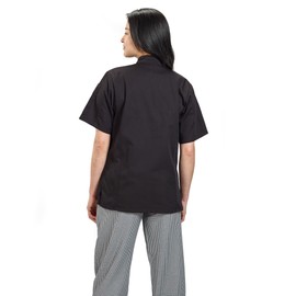 Mercer Culinary M60023BKL Millennia Women's Short Sleeve Cook Jacket with Traditional Buttons, Large, Black