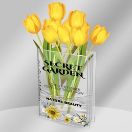 Acrylic Book Vase for Home Decor - Book Shaped Vase - Clear Book Shape Artistic Irregular Transparent Vase - Modern Decorative Vase for Home, Office, Bedroom, Living Room, Dining Table