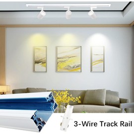 Bravsekai Extra Long Aluminum Alloy Shell H Type Track Lighting Rails Kit, 2PCS H Track Lighting Rail 120V Single Circuit 3-Wire 9.8FT with 2 I Connectors Wall Anchors for Any H Track Lighting Heads