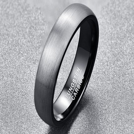 Vakki Men's / Women's Couple Rings Wedding Rings 4 mm / 6 mm Grey/Black Tungsten Ring with Diamonds Size J to Z Available