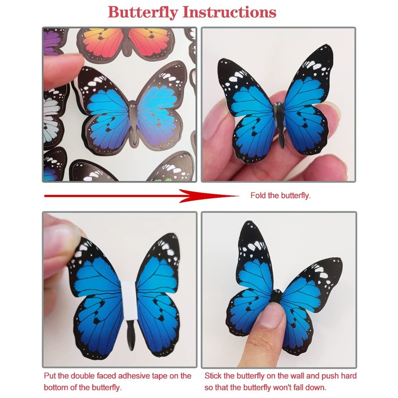 80 PCS Butterfly Wall Decals, 3D Butterfly Wall Decor Stickers