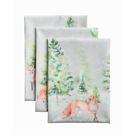 Maison d' Hermine Winter Mornings 100% Cotton Set of 3 Multi-Purpose Kitchen Towel Soft Absorbent Dish Towels | Tea Towels | Bar Towels | Thanksgiving/Christmas (50 cm x 70 cm)