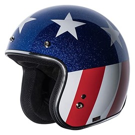 TORC T50/Del Mar Open Face 3/4 Motorcycle Helmet with Color/Graphic DOT Approved (Gloss White Captain, Small)