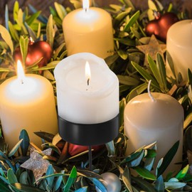 Veemoon 6pcs Candle Holder Stakes Taper Mteal Candlestick Holders with Spike Reusable Candle Stand Base Heavy Duty Pillar Candlestick for Wreath Table Centerpiece Easter Party Baptism, Black