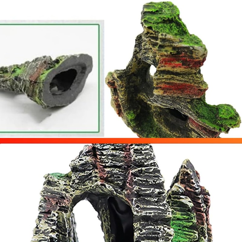 GYWHOOFT Aquarium Aquarium Object, Rock Mountains, Mountains, Hideaway, Shelter, Realistic