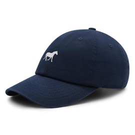 JPAK Horse Silhouette Premium Dad Hat Embroidered Cotton Baseball Cap Equestrian Stallion Navy