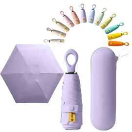 Mini Sun Travel Umbrella Ring handle Coating Layer Fabric Blocking/anti UPF 50 UV Protection 99.9% Compact Folding Purse Umbrella/Lightweight Small Portable Backpack/Rain Sun/Men Women Kids