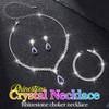 Reaky Bridal Jewelry Sets Silver Rhinestone Necklaces 3 Pcs Crystal