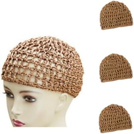 3 piezas de Red de Pelo de Ganchillo,Red para Envolver el Cabello, Malla para Envolver el Cabello, Gorra de Dormir Suave Reutilizable para Mujeres, Envoltura de Pelo para Dormir, Seda (marrón)