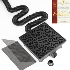 NAACOO Gutter Downspout Extensions, Upgraded 12x12in Catch Basin Low Profile Downspout Extender | No Deep Dig French Drain, Flexible Pipe Extension to 8.2ft, Protect House Foundation.