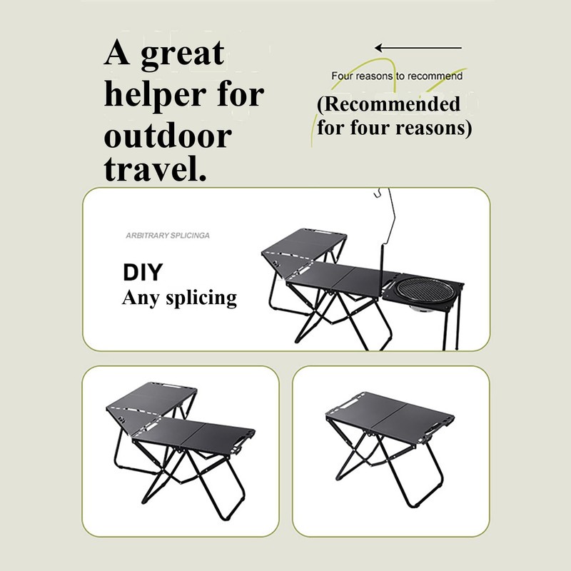 BIGPETS Outdoor Multifunctional Folding Grill Table, Portable Foldable Tactical Combinable
