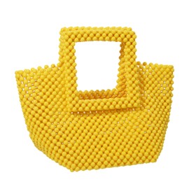YUSHINY Women Macaron Colored Acrylic Beaded Tote Handmade Bags for Wedding Evening Party (Yellow)