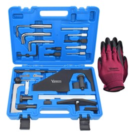 Camshaft Alignment Timing Tool Kit, 25 PCS Engine Camshaft Alignment Timing Tool, Compatible with Ford Mazda 1.4 1.6 1.7 1.8 2.0 2.3 L, Camshaft Holding Crankshaft Alignment Tool with Case & Gloves