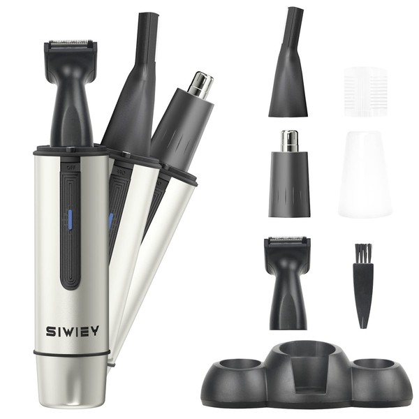 siwiey Nose Hair Trimmer for Men, 3 in 1 Lightweight Waterproof Painless Ear Hair Trimmer for Men Facial Shaving Machines, Wet/Dry Use, Easy Cleaning
