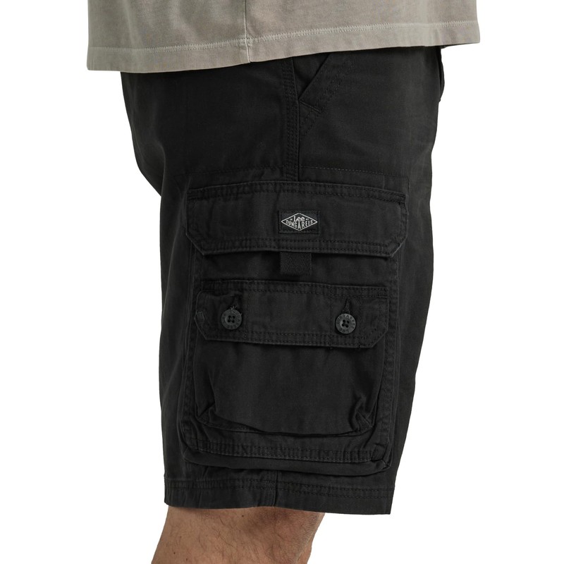 Lee Mens Dungarees Big Tall Cargo Shorts With Belt, black
