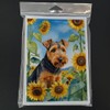 Caroline's Treasures Welsh Terrier in Sunflowers Greeting Cards Pack of