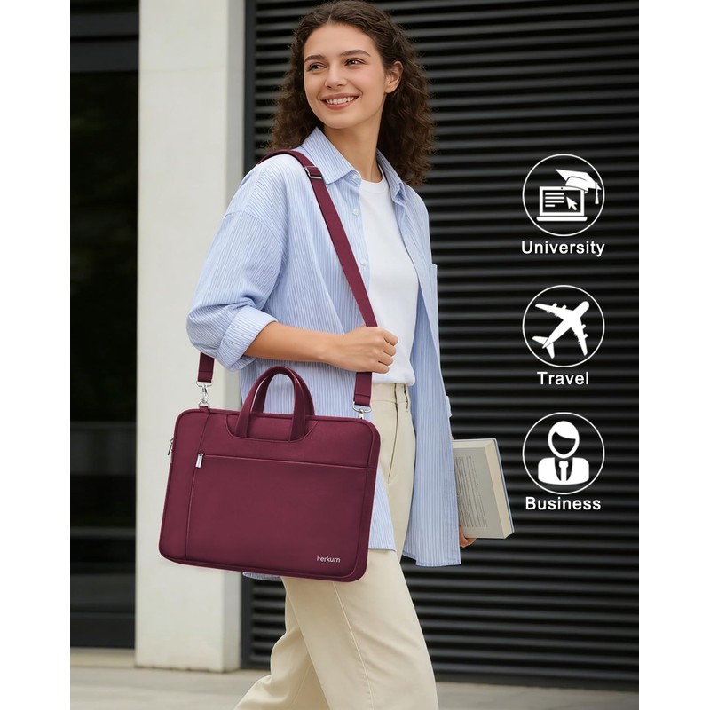 Ferkurn Laptop Case Bag Women Men Computer Sleeve with Shoulder