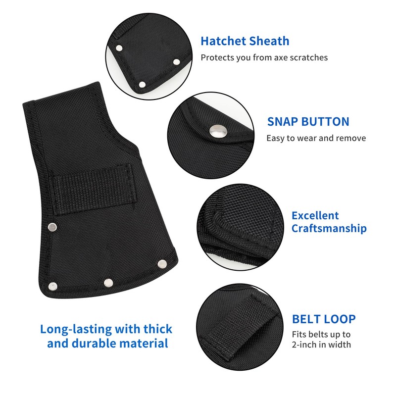 Hatchet Head Sheath Holster, Black Oxford Sheath for 1-1/4Lb Axe,