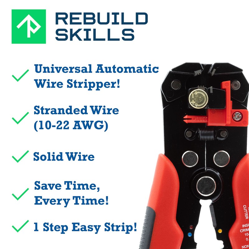 Rebuild Skills Automatic Electrical Wire Stripper for 10-24Awg Stranded or