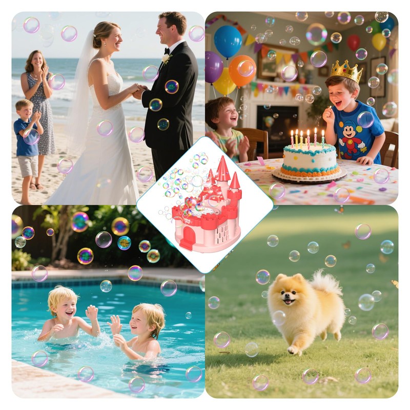 Babuloo Castle Bubble Machine, Automatic Bubble Maker Toys for Kids