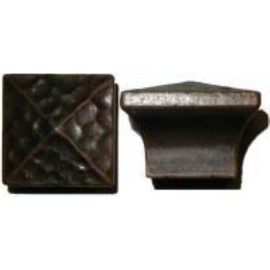 Furniture Knowledge Mission Style Hammered Square Pyramid Cast Brass Knob Copper pull rustic antique