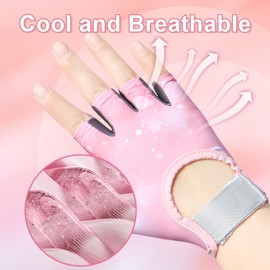 CubePlug Boys Girls Non-Slip Cycling Gloves Half Finger - Padded Grips Palm for Unisex Children, Ideal for Summer Riding, MTB, Bike, Sports, Hiking, Climbing, and Gym (Pink, S)