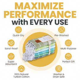 GOLD CASE HOME COLLECTION LYCIA Turkish Beach Towel Set of 6-100% Cotton Beach Towels - Oversized Turkish Towels Set - Quick Dry & Sand Free Beach Towel - 70 x 38 Inches - Tones of Green