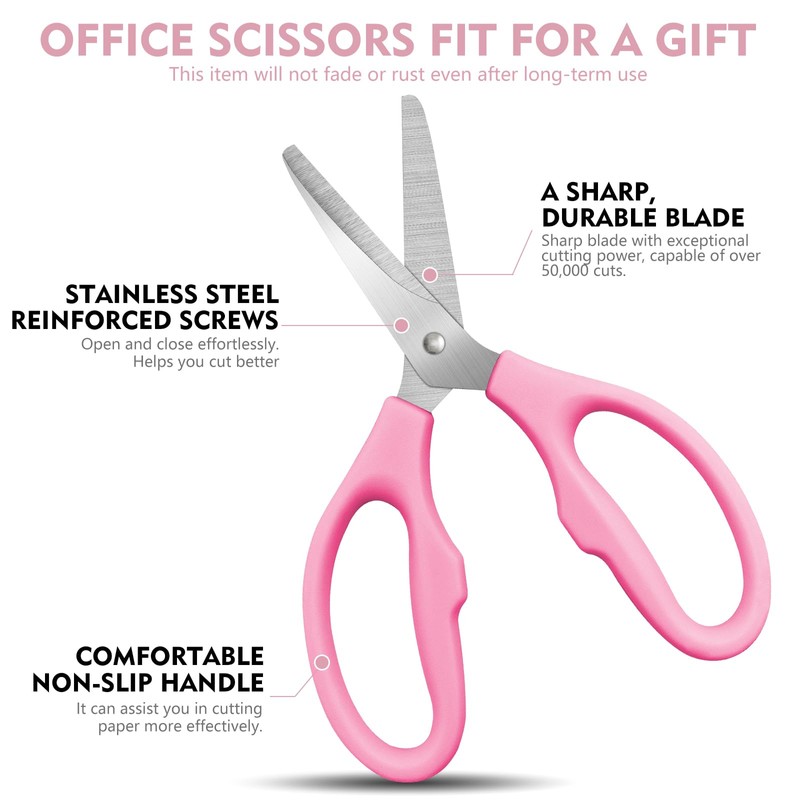 Pink Scissors for School Multipurpose Stylish: 5 inch - Comfort