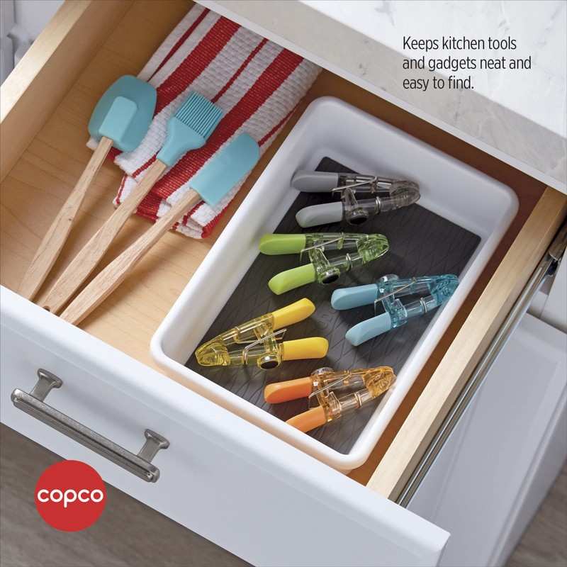Copco Basics Drawer Organizer, 9.06 x 6.13 x 2.1-Inches, White/Charcoal