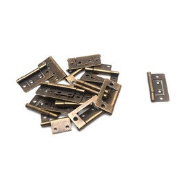 FarBoat 20Pcs Antique Flush Hinges Bifold Non-Mortise Iron Hardware for Woodboxes Wood Chest Suitcase Show Cases (1.5x0.8in Bronze)