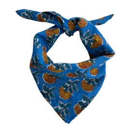 Third Eye Export 100% Cotton Hand Block Printed Black Bandana Head Scarf & Head Wraps Bandanas For Women/Men 20"X20" Inches Pack Of 2 Pcs (Indigo Carmine and Carrot Orange)