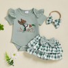 KtwHarnu Hunting Baby Girl Clothes Mallard Duck Ruffle Short Sleeve