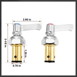 002713-40 002714-40 Handle Stem Assembly, Hot and Cold Side Spindle Assembly Valve Replacement Part Compatible with T&S Brass Faucets (2 Pcs)