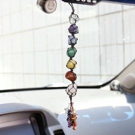 Handmade Crystal Window Car Hanging Ornaments 7 Chakra Home Decoration Feng Shui Ornament Yoga Meditation Car Decoration Tumbled Palm Stones Christmas Decorations Ornaments