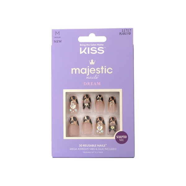 KISS Majestic, 30 Pcs Press On Nails, Medium Coffin Fake