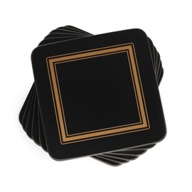 Pimpernel Classic Black Drink Coasters Set of 6 - Heat & Stain Resistant Square Coasters with Non-Slip Cork Backing for Hot and Cold Beverages - 4" Table Protectors for Home & Office