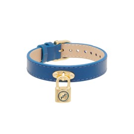 All We Are Sloth Padlock Leather Bracelet for Women (Gold/Navy)