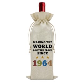 Sazuwu 60th Birthday Gifts for Women Men Wine Bag Born in 1964 Gifts for Grandma Grandpa 60 Year Old Birthday Gifts for Mom Dad Wine Bottle Decoration Bag Wine Accessories Gifts for Wine Lovers