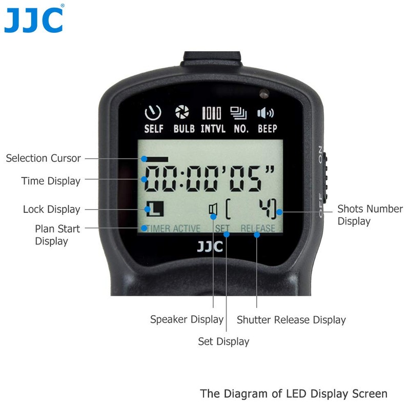 JJC Multi-function Timer Remote Control with Tripod Holder Clamp for