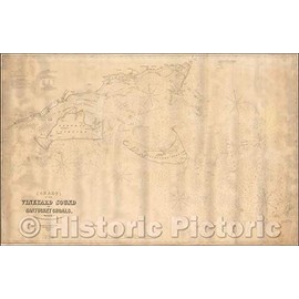 Historic Map - Chart of The Vineyard Sound and Nantucket Shoals, Surveyed, 1874, George Eldridge - Vintage Wall Art 24in x 16in